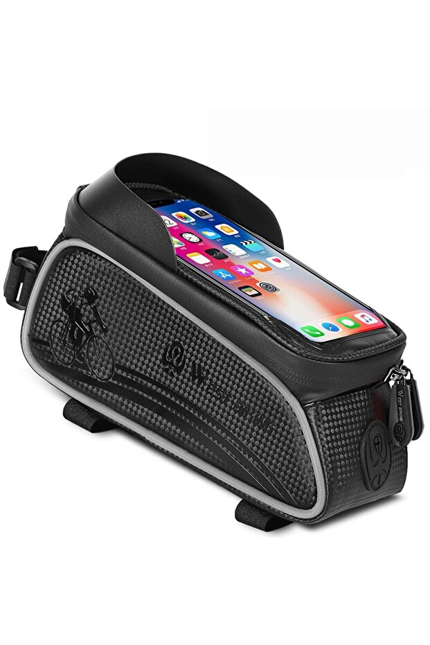 black WEST BIKING Bicycle Bag Cycling Top Front Tube Frame Bag Waterproof 6.5 Inches Phone Case Stor