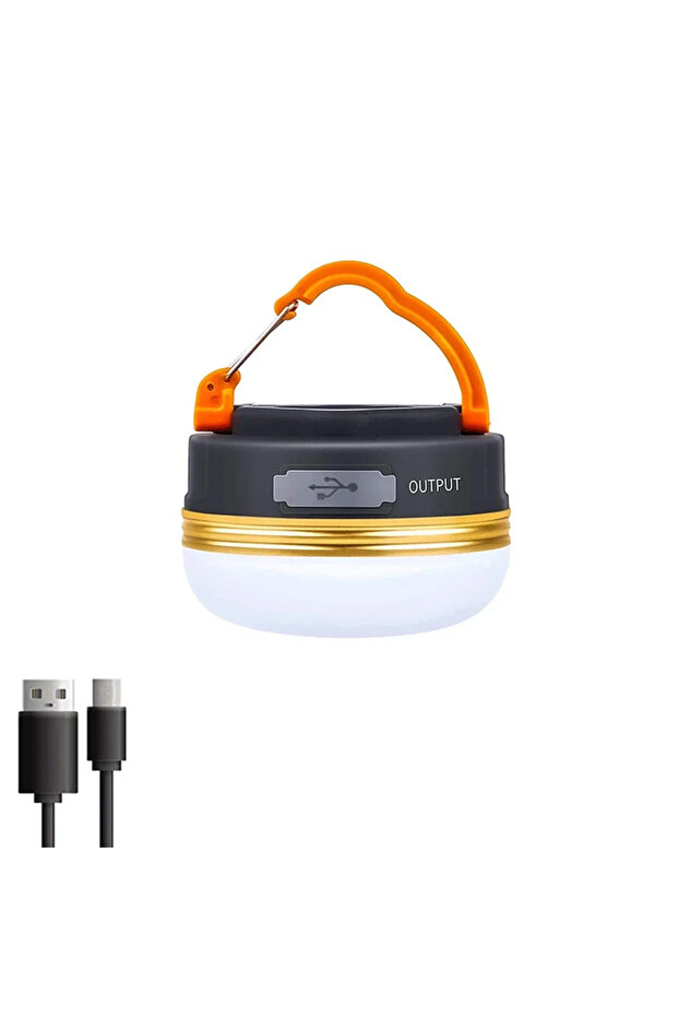 مصباح تخييم LED طراز C بقدرة 500 وات مع منفذ USB قابل لإعادة الشحن ومصباح يدوي محمول مزود بشاشة عرض للطاقة