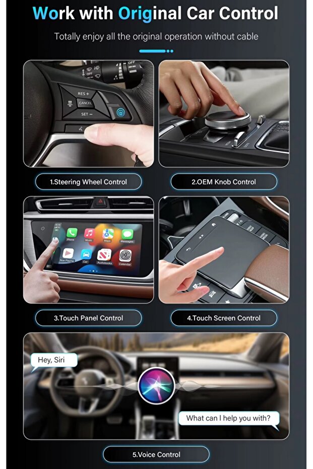 Kablosuz Carplay Android Auto Box Türkçe Dil 2 Gb Ram 16 Gb Rom 3 in 1 Wifi Hdmi Bt - 5