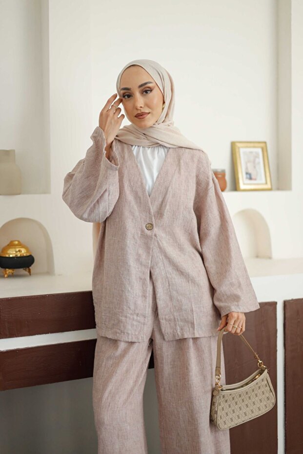 Single Button Jacket Set - 1