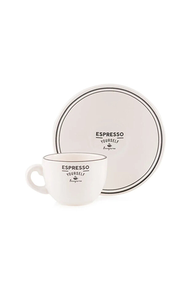 LCW HOME Ekru Baskılı 2 Kişilik Seramik Kahve Fincan Takımı 95 Ml - 4