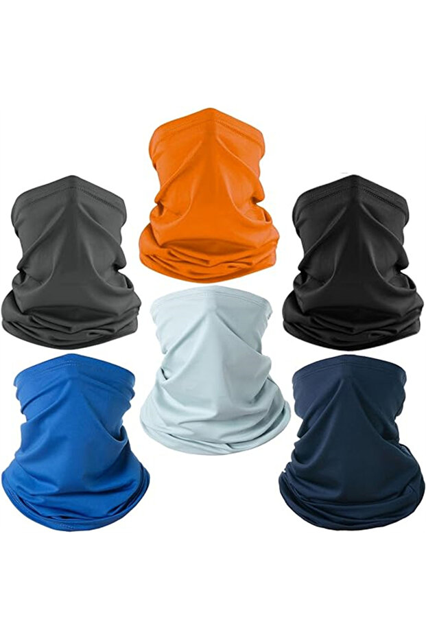 A 6pcs/pack Neck Gaiter Balaclava Bandana Gator Face Mask Scart Cover Breathable Sun Protection Hea.