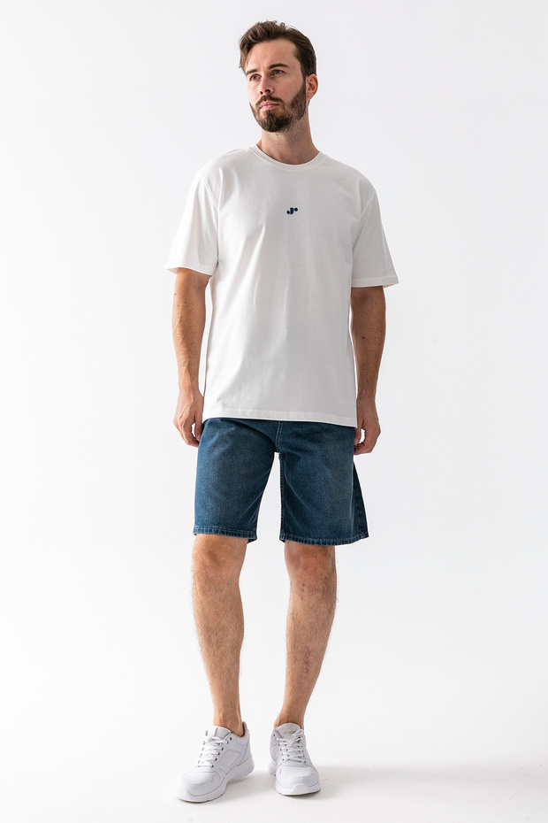 Men's Relaxed Fit 100% Cotton Denim Shorts Dark Blue - 5328