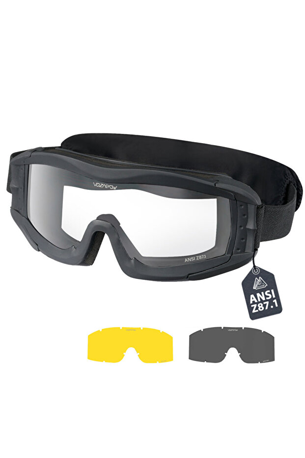 S1-single Layer 3Len Vozapow Professional Shooting Goggles ANSI Z87.1 Safety Anti Fog Airsoft Tactic