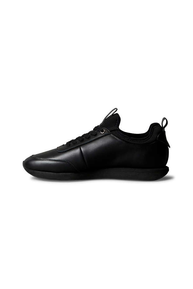 Men Triple Black Leather Signature Logo Retro Runner Trainers - 5