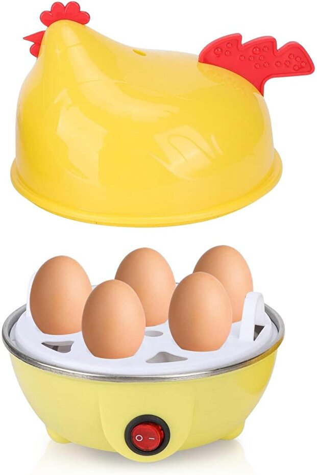 Yellow Egg Cooker - 7 Egg Capacity, Fast Electric Boiler for Hard, Soft, and Medium Eggs, Compact an