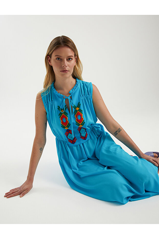 NAKIŞLI VİSKON ELBİSE - 4