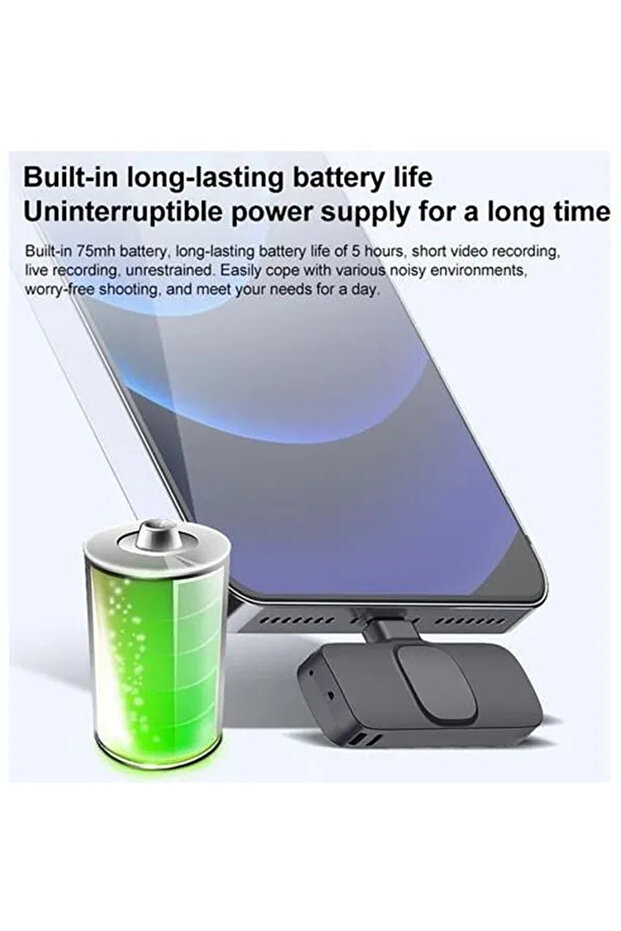 2 Adet Kablosuz Yaka Mikrofonu Iphone 2'li Mini Mikrofon K9 - 3