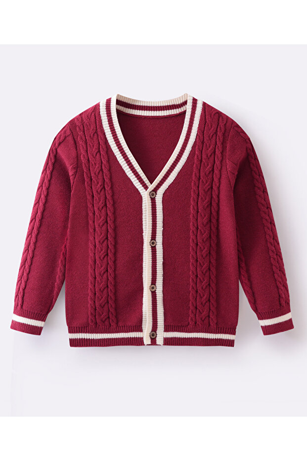 Front Open Sweater - Red - 1