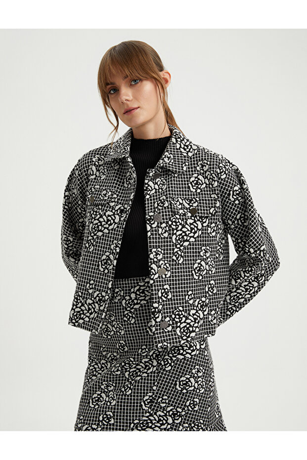 PAMUK KARISIM DESENLI ORME CEKET - 4