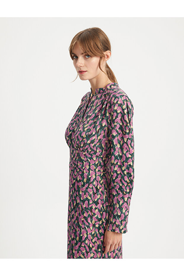 VISKON PILE DETAYLI ELBISE - 5