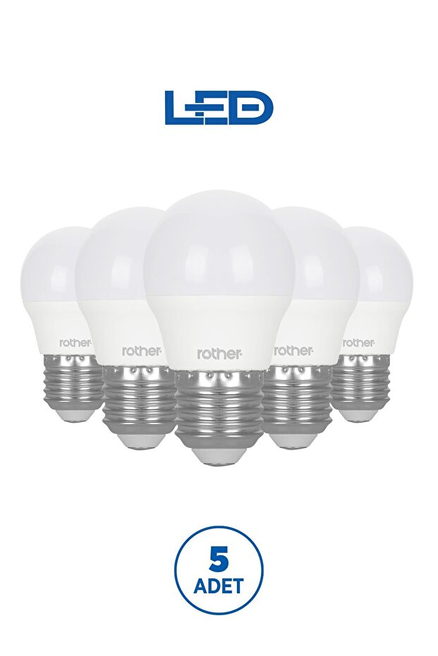 RTL09111-5 Rother G45 LED Ampul 6W E27 470 Lümen 4000K Gün Işığı Enerji Tasarruflu Ampul 5 Adet - 1