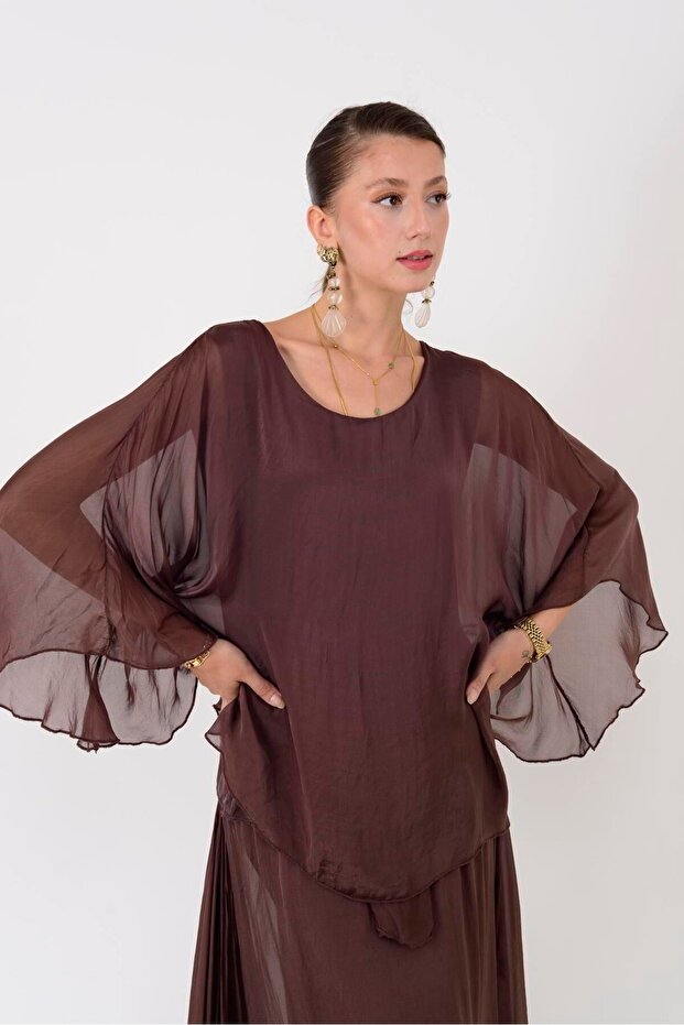 6115 Spanish Sleeve Silk Bluz