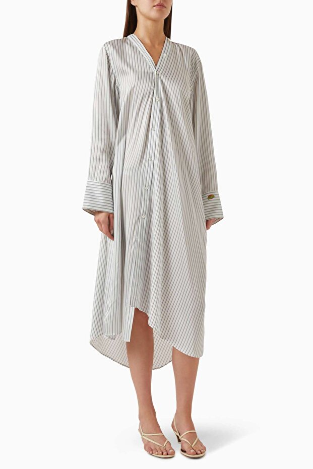 Asymmetrical Shirt Dress - Light Blue - 100% Viscose, Comfortable and Modern Design