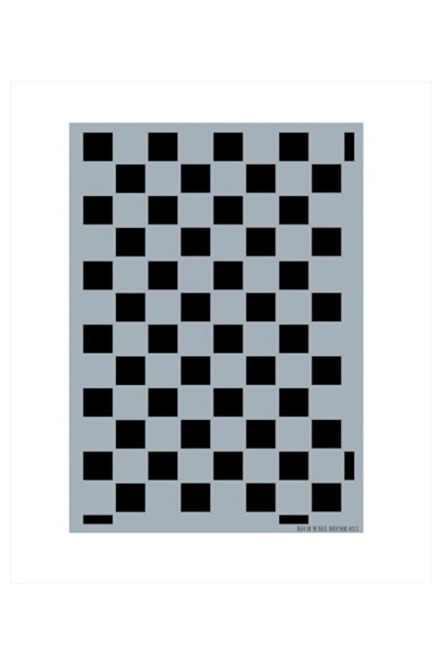 Rich Kare Desenli Dekoratif Stencil Şablon – 50x70 cm Ahşap ve Duvar Boyama Şablonu - 1