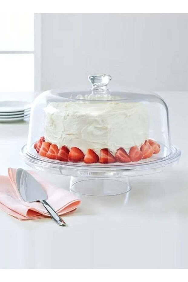 Multi-Function Acrylic Cake Stand With Lid Clear