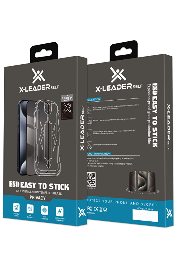 واقي شاشة خصوصية X-LEADER لهاتف iPhone 16 Plus بزجاج D100 وسهولة التركيب