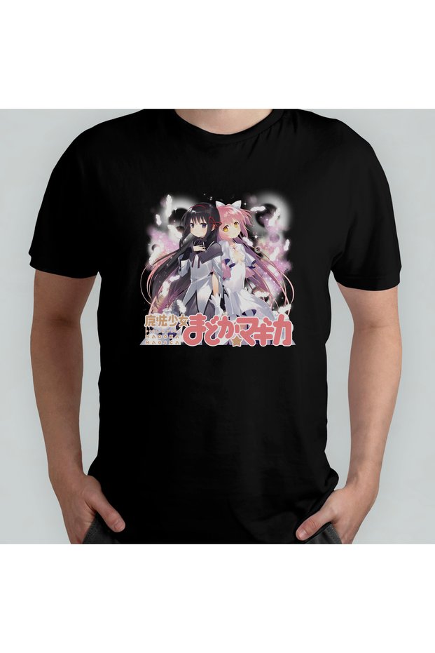 Puella Magi Madoka Magica Unisex 100% Cotton Crew Neck T-Shirt Model 1