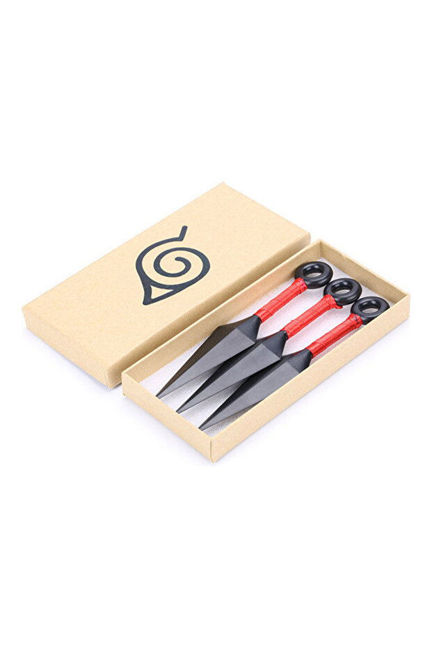 3-Piece Stainless Steel Knives Combination Box Black/Red 13cm