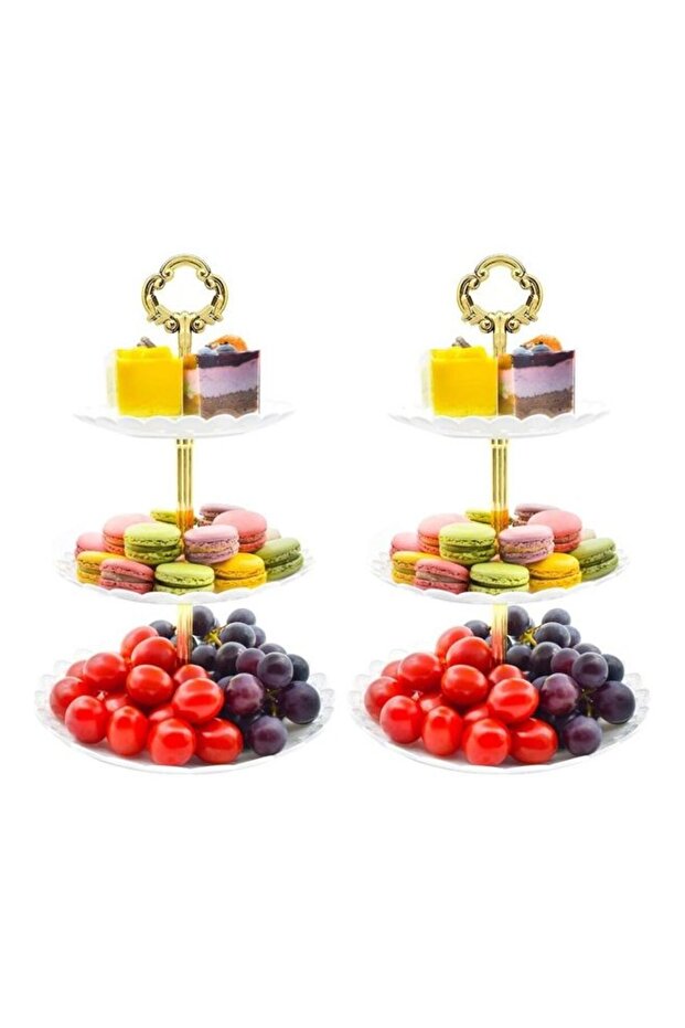 1 Piece 3 Tier Cake Display Stand And Fruit Plate White