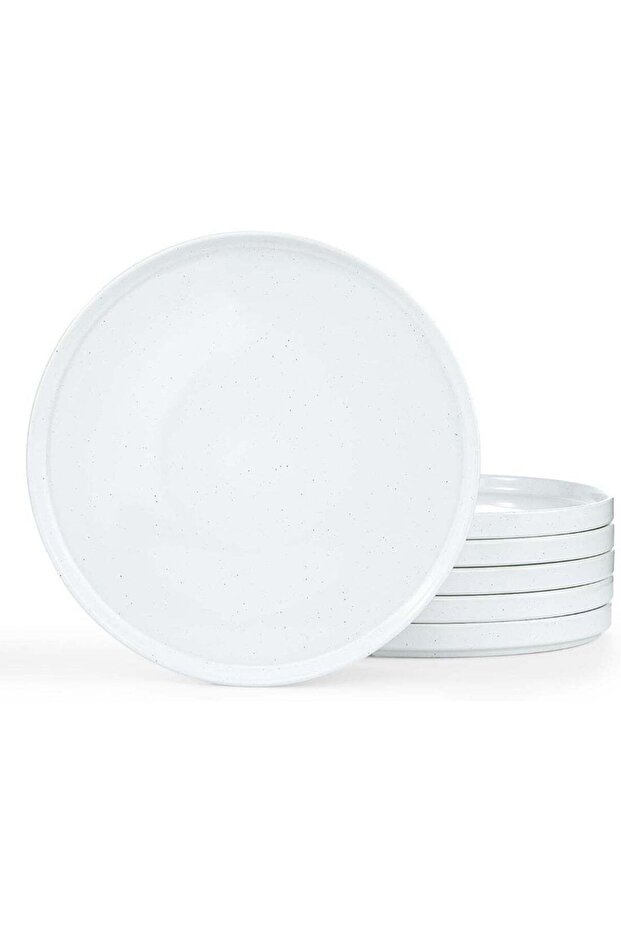 Nebula 6 Piece Stoneware Dinner Plates in 26 cm, Scratch Resistant, Modern Rustic Serving Dishes, W