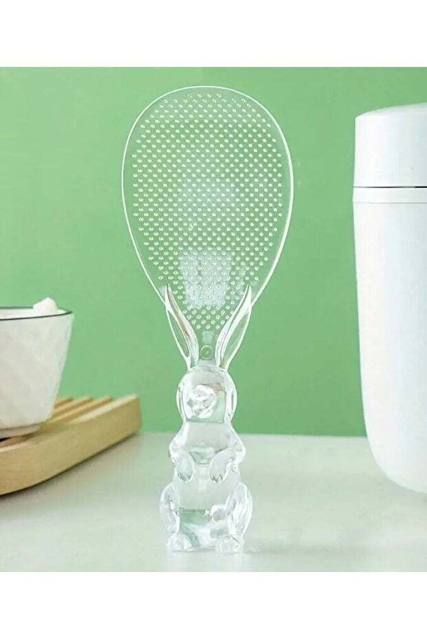 1pc Transparent Crystal Spoon, Standable Rabbit Rice Shovel, Rice Cooker Rice Spreader Spoon, Cartoon Rice Spoon