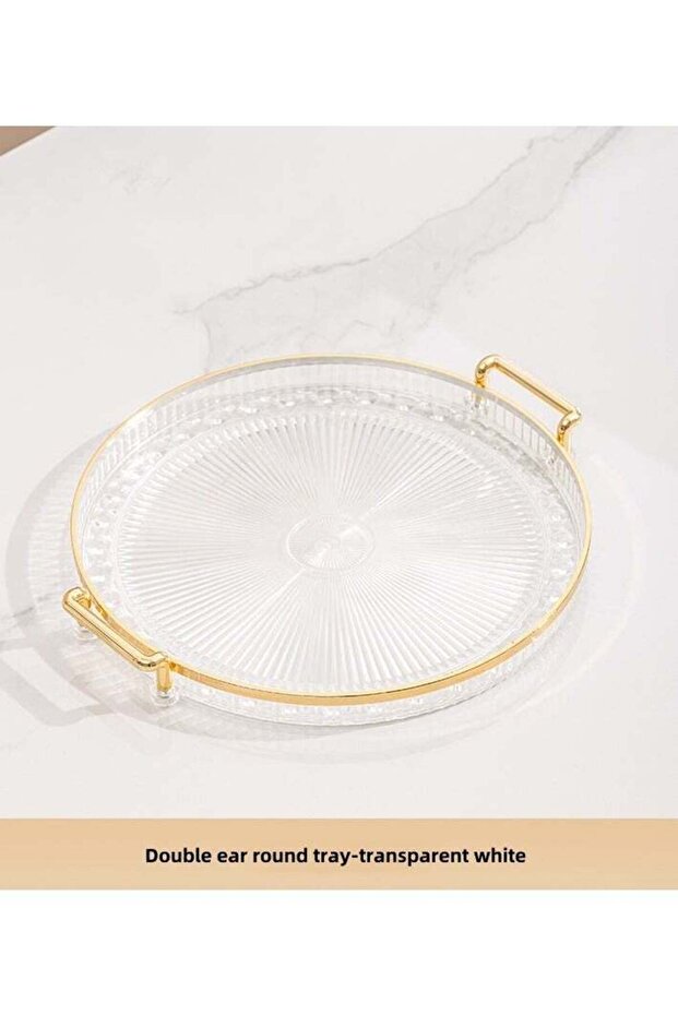 Double-eared round tray acrylic food fruit tray suitable for restaurants, kitchens, bathrooms, stor
