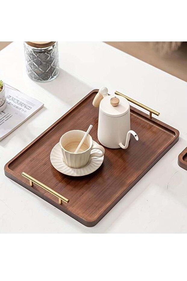 Wooden Tray,Large Bamboo Serving Tray With Handles,Snack Tray,Dessert Tray,Breakfast Dinner Food Tr