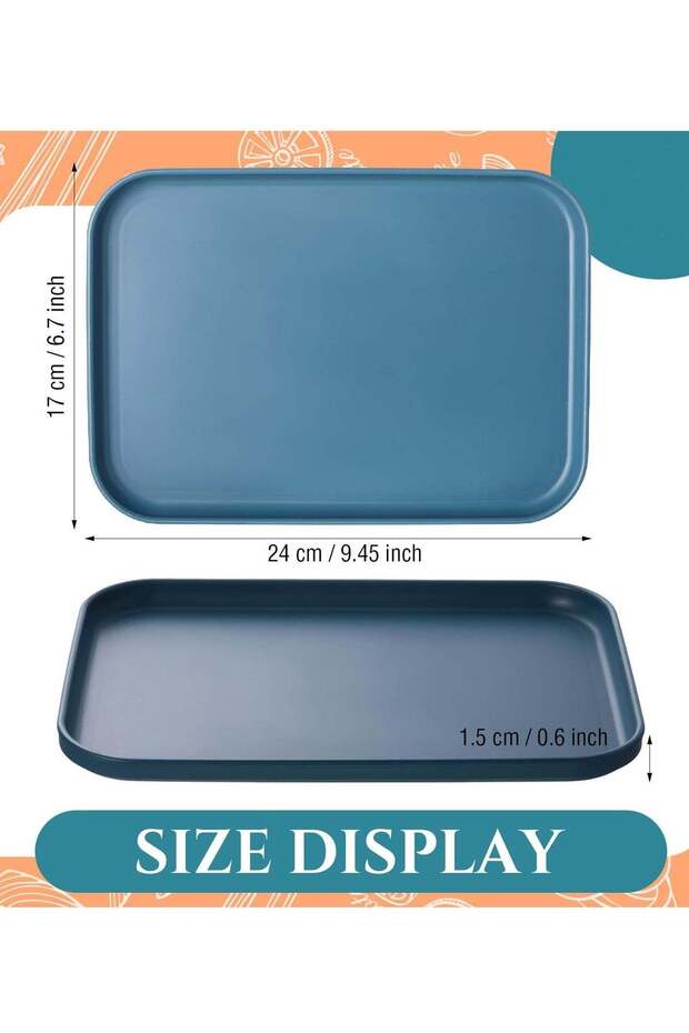 Dark Blue Plastic Serving Platters and Trays, Serving Dishes for Entertaining, Rectangular Platters