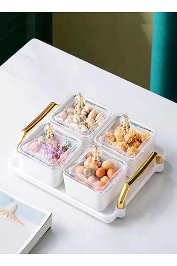 4 Pieces Multipurpose Light Luxury Fruits and Snack Storage Bowls With Tray