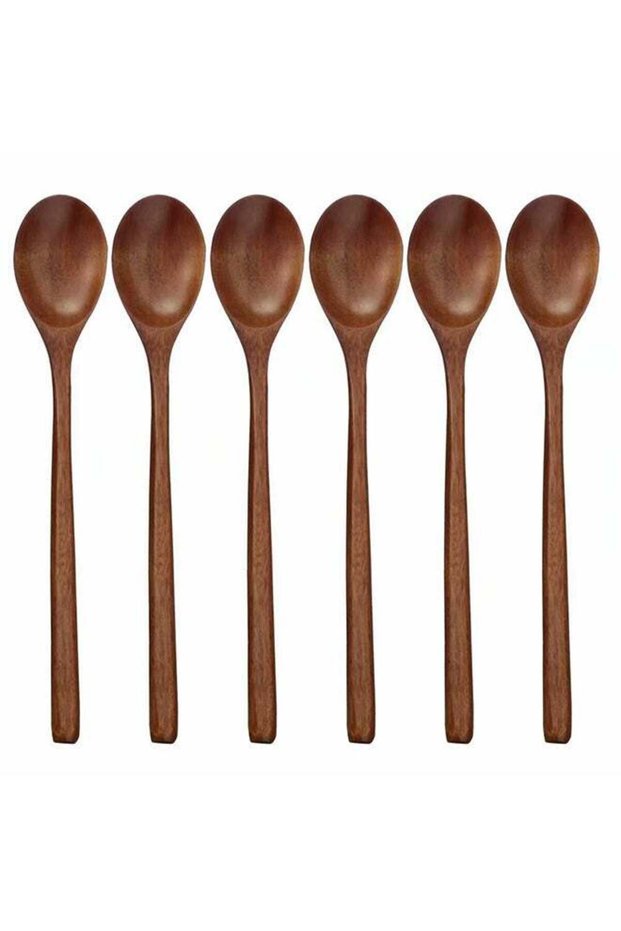Set Of 6 Wooden Spoons Coffee 9inch