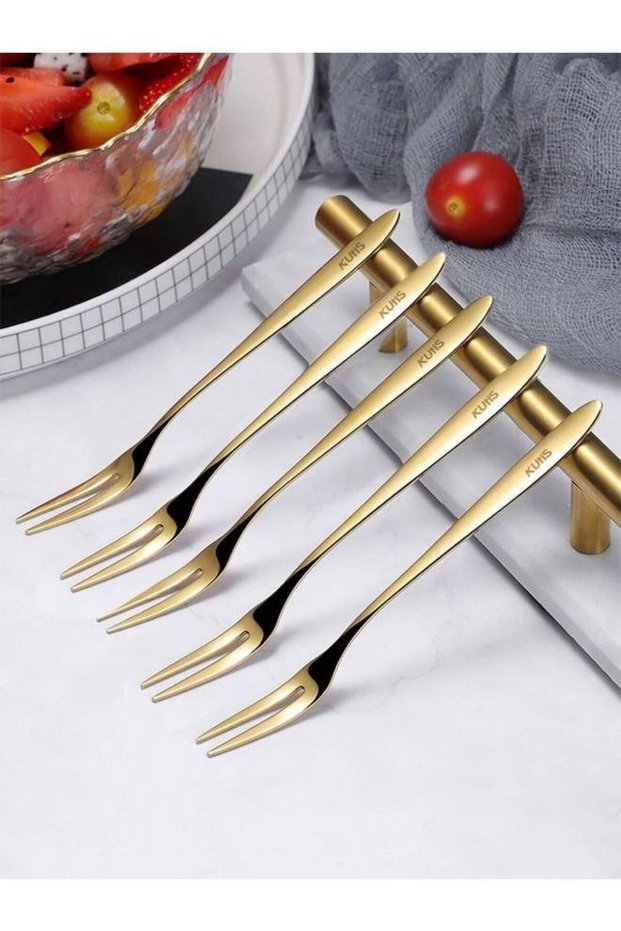 5-Piece Stainless Steel Matt Polish Cake Fork Set