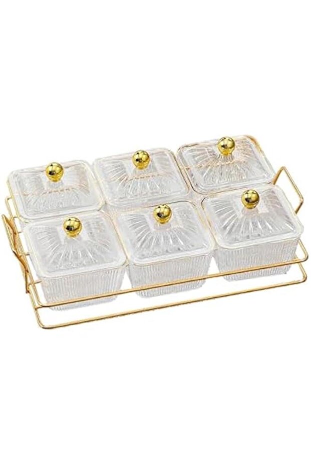 6Pcs Nut and Candy Serving Tray, Divided Snack Serving Bowls, Plastic Compartment Appetizer Food Di