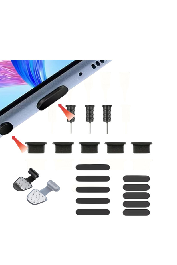 Telefon İçin Full Set 3 adet Aux 5 Adet Typc Tıpa 10 Adet Tozluk 2 adet yapışkanlı Tıpa Set - 1