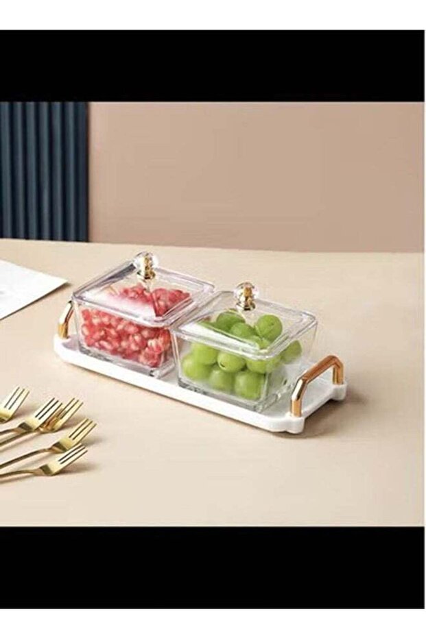 2-Piece Independent Fruit Platter Serving Dishes Relish Tray Candy Box Dry Fruit Storage and Snack
