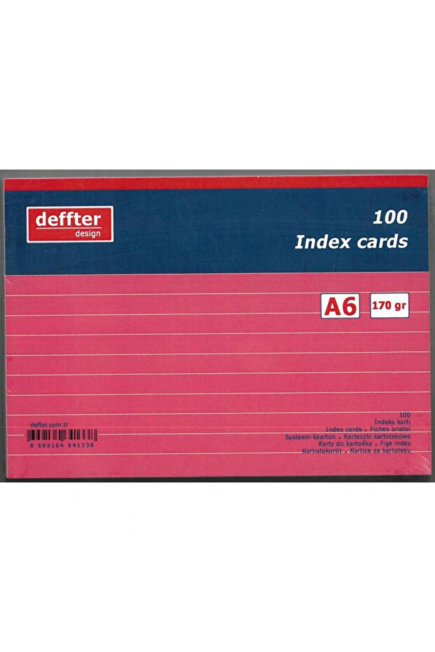 Index Card A6 Pink Lined