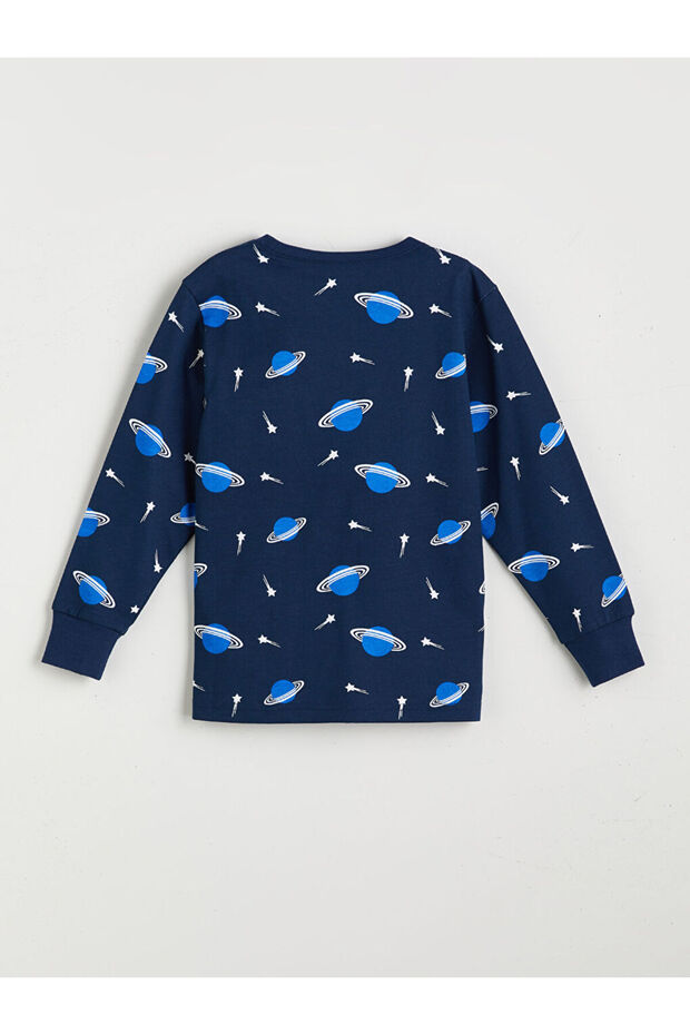 Lacivert Bisiklet Yaka Erkek Çocuk Pijama Takımı - 3
