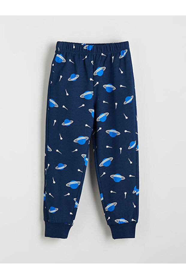 Lacivert Bisiklet Yaka Erkek Çocuk Pijama Takımı - 4