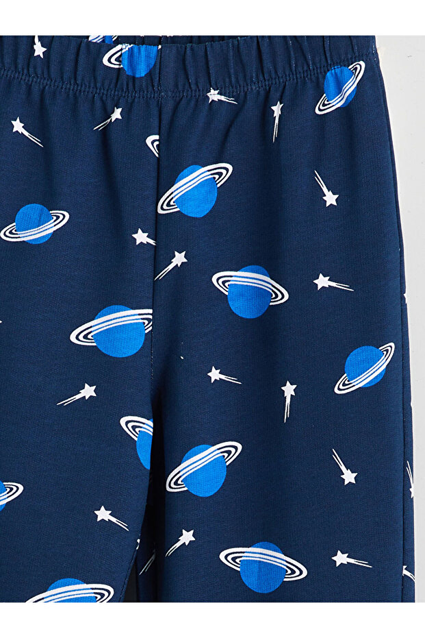 Lacivert Bisiklet Yaka Erkek Çocuk Pijama Takımı - 7
