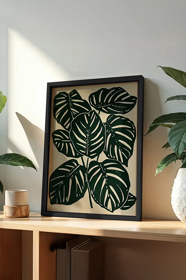 Çiçek Vazo tasarımlı Çerçeve Görünümlü Mdf Tablo - 1