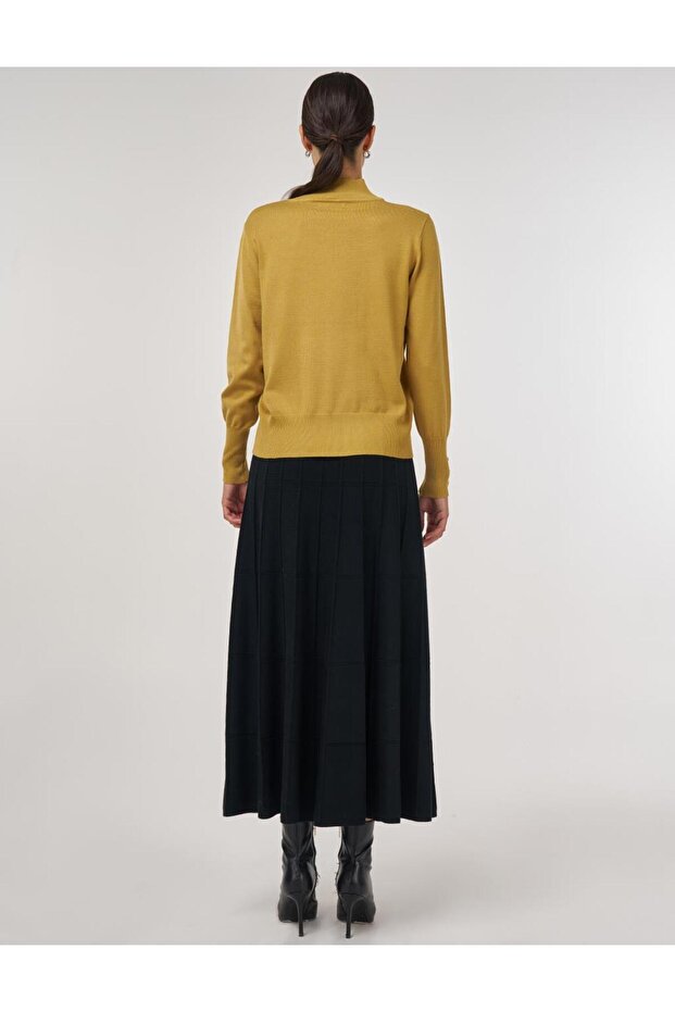 Basic Viskon Triko Kazak Hardal - 5