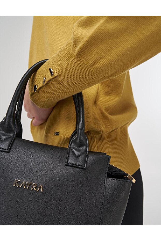 Basic Viskon Triko Kazak Hardal - 8