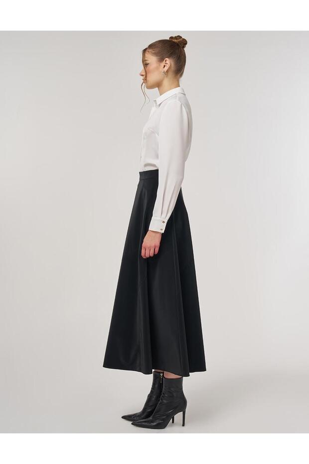 Parça Dikişli Çan Etek Siyah - 3