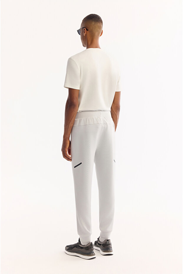 Erkek Açık Gri Beli Lastikli Bağcıklı Bi-Stretch Regular Fit Eşofman Altı A52Y3416 - 6