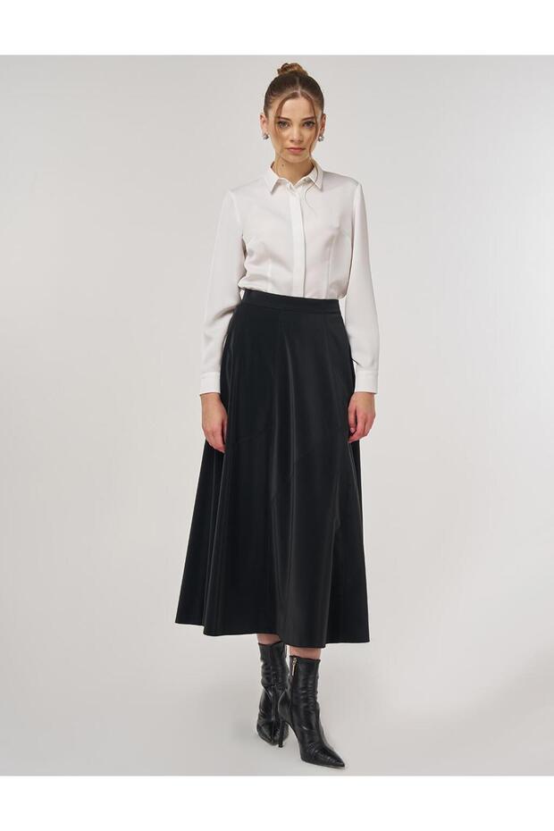 Parça Dikişli Çan Etek Siyah - 2