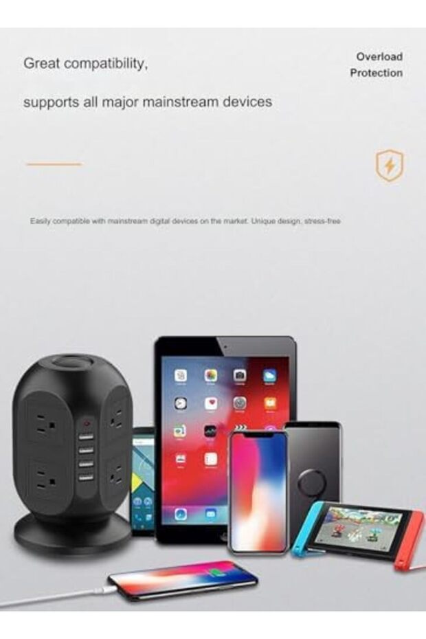 24-Hole Vertical Tower Socket with 4 USB Sockets - 4