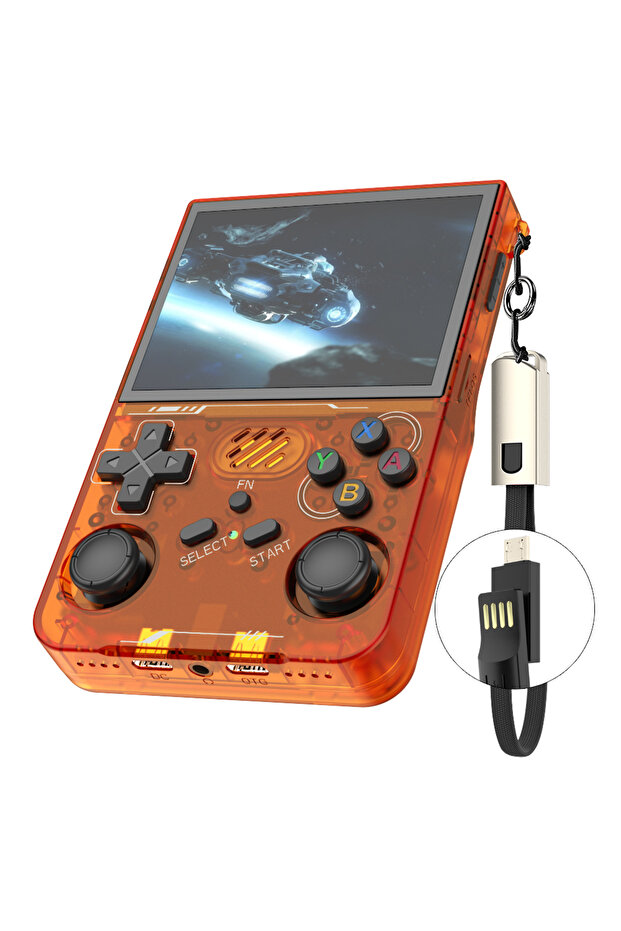 64G R36XX Orange R36S updated R36XX Retro Handheld Game Console Linux ARKOS 3.5Inch IPS Screen Porta - 1