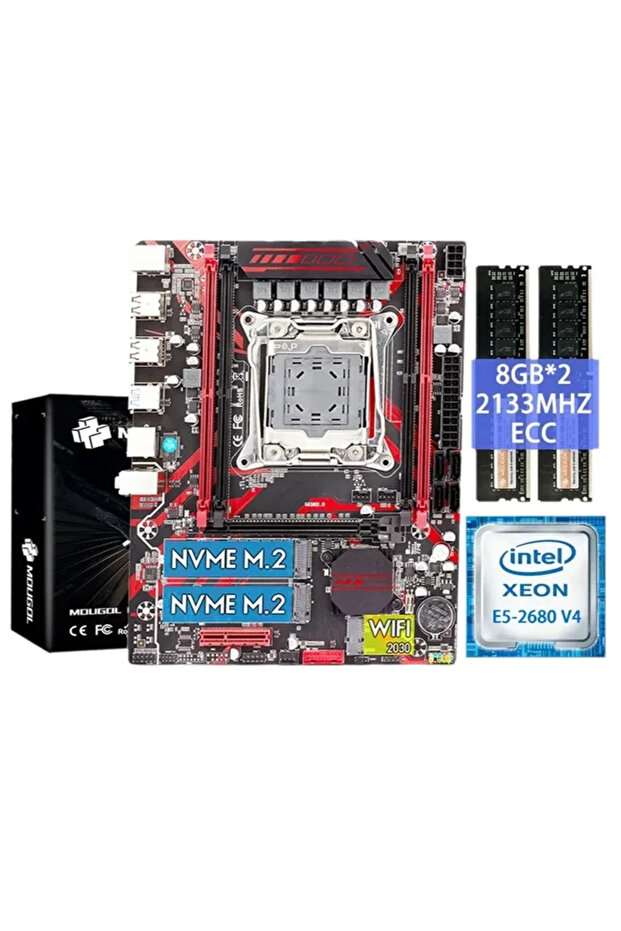 Motherboard+CPU SOYO X99 DDR4 Red Game Motherboard Set with E5 2680 V4 LGA2011-3 2680v4 CPU 16GB(8GB - 7