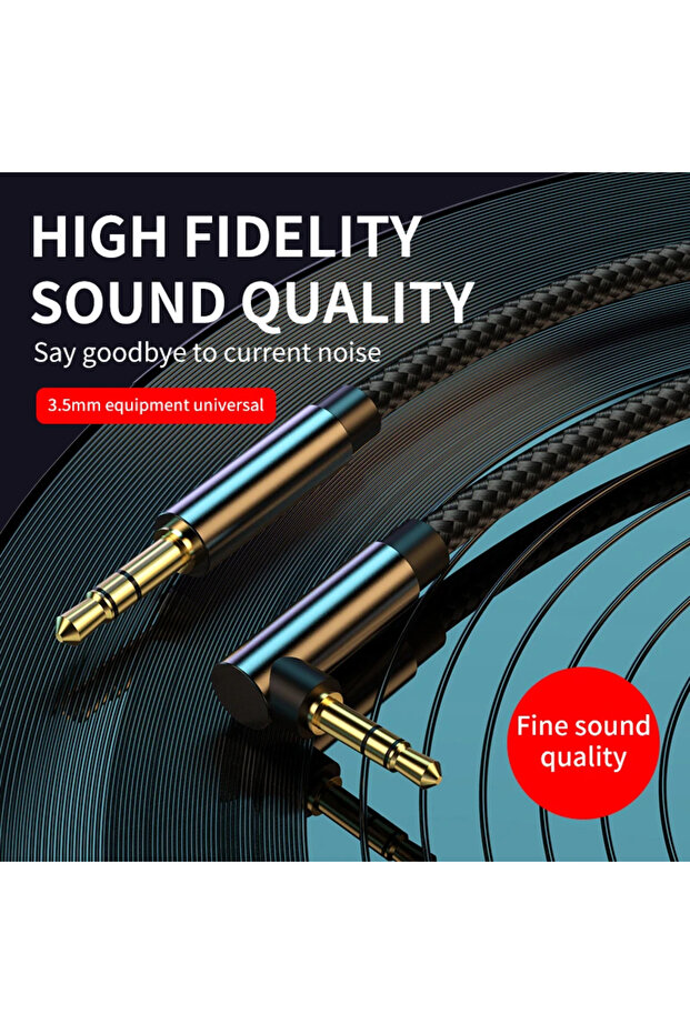 كابل صوت أسود بطول 1.5 متر مزود بمقبس AUX ومقبس 3.5 ملم، مناسب لسماعات JBL وجهاز راديو السيارة.