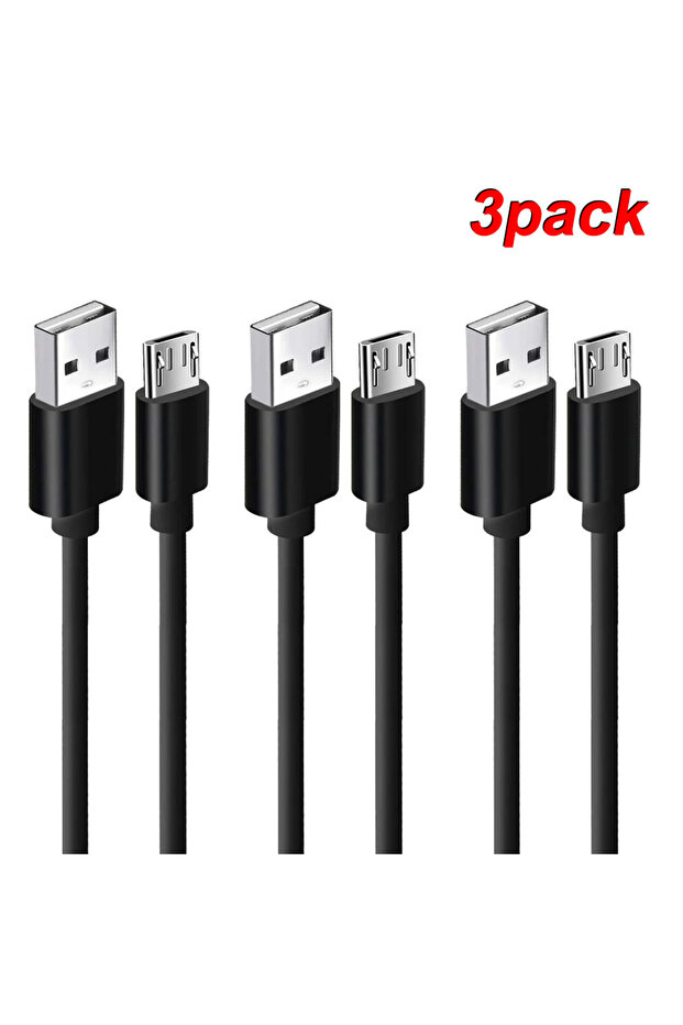 كابل شحن سريع NNBILI أسود بطول 1 متر، مكون من 3 قطع، يدعم تقنية Micro USB، بقدرة 2.4 أمبير، متوافق مع هواتف سامسونج.